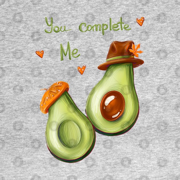 Avocado time. you complete me. Couple by Elishas art original 